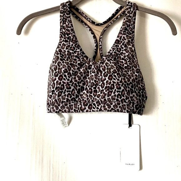 Varley Womens Let's Move Park Sports Bra Size XS Leopard Print NWT $68
